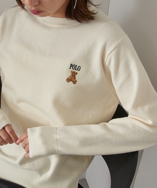 POLO BCS（ポロ ビーシーエス）の「【POLO BCS】ZOZO限定商品 ワンポイントベア　コンパクトクルーニットプルオーバー（ニット/セーター・レディース・ホワイト/ブラック/ネイビー/キャメル・M/L）」の6枚目の写真