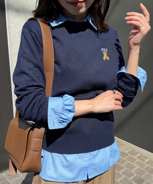 POLO BCS（ポロ ビーシーエス）の「【POLO BCS】ZOZO限定商品 ワンポイントベア　コンパクトクルーニットプルオーバー（ニット/セーター・レディース・ホワイト/ブラック/ネイビー/キャメル・M/L）」の11枚目の写真