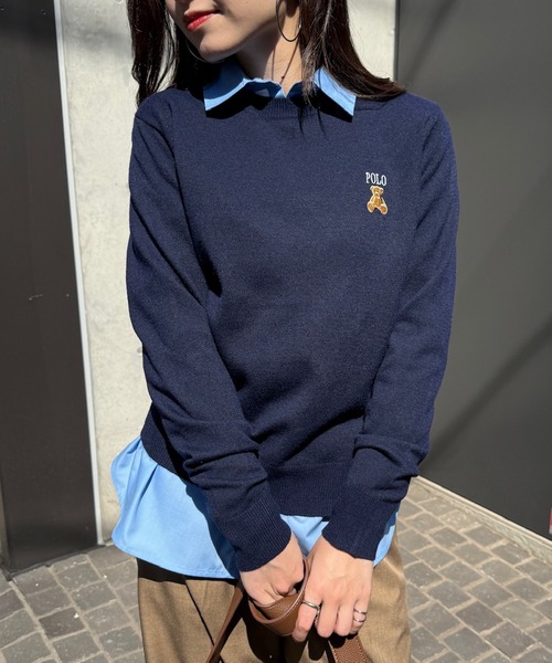 POLO BCS（ポロ ビーシーエス）の「【POLO BCS】ZOZO限定商品 ワンポイントベア　コンパクトクルーニットプルオーバー（ニット/セーター・レディース・ホワイト/ブラック/ネイビー/キャメル・M/L）」の9枚目の写真