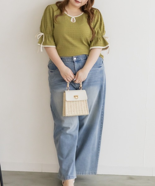 CLETTE(クレット)の「CLETTEオリジナル配色デザインキャンディスリーブプルオーバー(Tシャツ/カットソー・レディース・グリーン/オフホワイト/ブラック・4L/3L/LL)」の16枚目の写真
