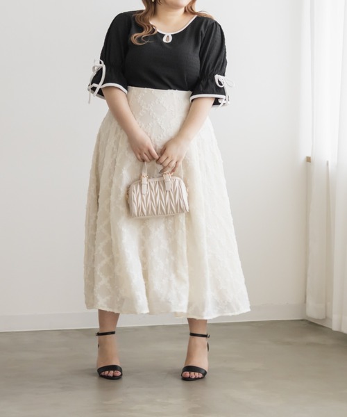 CLETTE(クレット)の「CLETTEオリジナル配色デザインキャンディスリーブプルオーバー(Tシャツ/カットソー・レディース・グリーン/オフホワイト/ブラック・4L/3L/LL)」の12枚目の写真