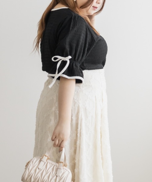 CLETTE(クレット)の「CLETTEオリジナル配色デザインキャンディスリーブプルオーバー(Tシャツ/カットソー・レディース・グリーン/オフホワイト/ブラック・4L/3L/LL)」の10枚目の写真