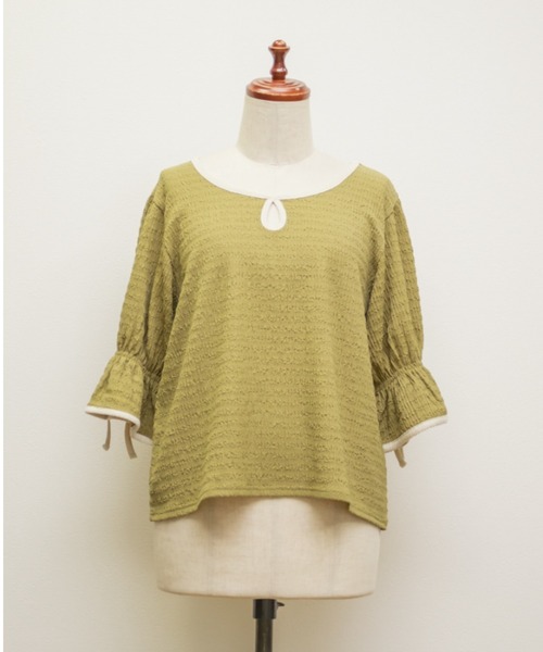 CLETTE(クレット)の「CLETTEオリジナル配色デザインキャンディスリーブプルオーバー(Tシャツ/カットソー・レディース・グリーン/オフホワイト/ブラック・4L/3L/LL)」の18枚目の写真