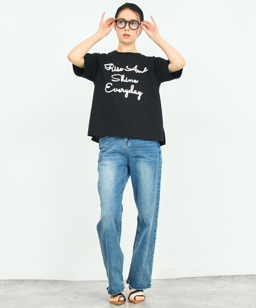 ANAP(アナップ)の「サイドスリット コード刺繍 Tシャツ(Tシャツ/カットソー・レディース・ブラック/ホワイト・FREE)」の9枚目の写真