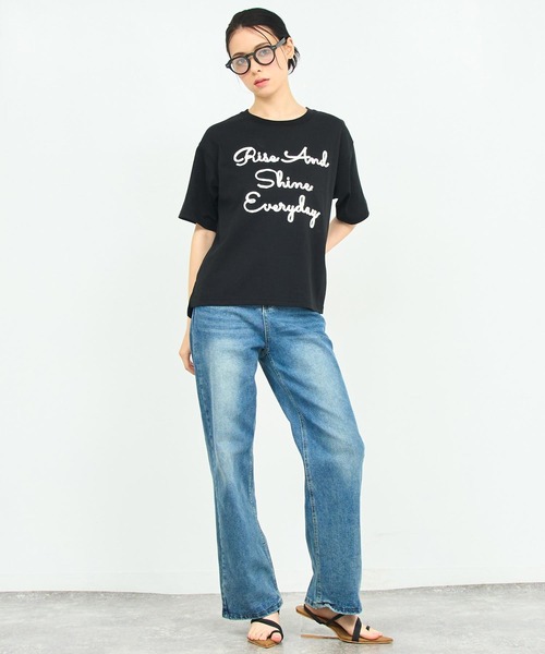 ANAP(アナップ)の「サイドスリット コード刺繍 Tシャツ(Tシャツ/カットソー・レディース・ブラック/ホワイト・FREE)」の10枚目の写真