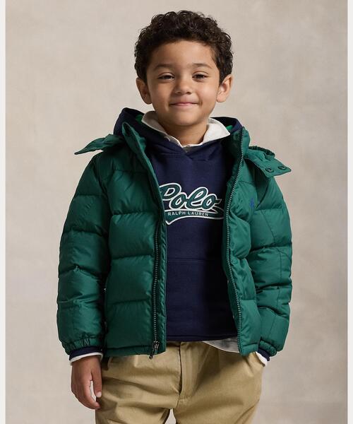 POLO RALPH LAUREN CHILDRENSWEAR(ポロ ラルフ ローレン チルドレンズウェア)の「リップストップ ダウン フーデッド ジャケット(ダウンジャケット/コート・キッズ・グリーン・7/6/4/3)」の1枚目の写真