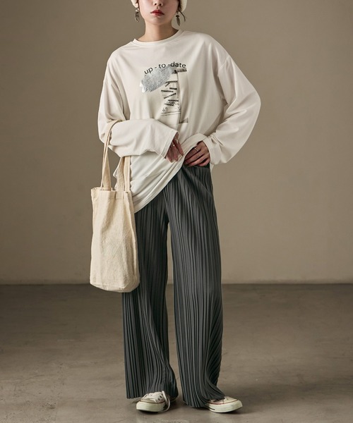 Fashion Letter(ファッションレター)の「カットプリーツイージーパンツ(その他パンツ・レディース・チャコール/ブラウン/キャメル/ブラック/カーキ/グレイッシュベージュ/バーガンディー・L/M)」の12枚目の写真