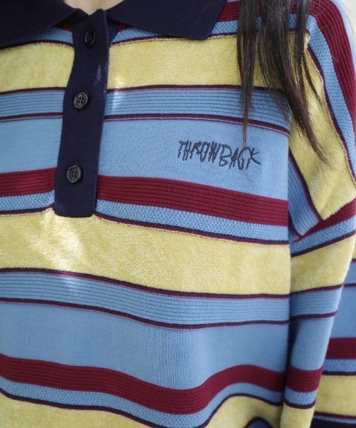 新品タグ付き　MULTI BORDER LOGO KNIT POLO TOP MULTI BORDER LOGO KNIT POLO TOP