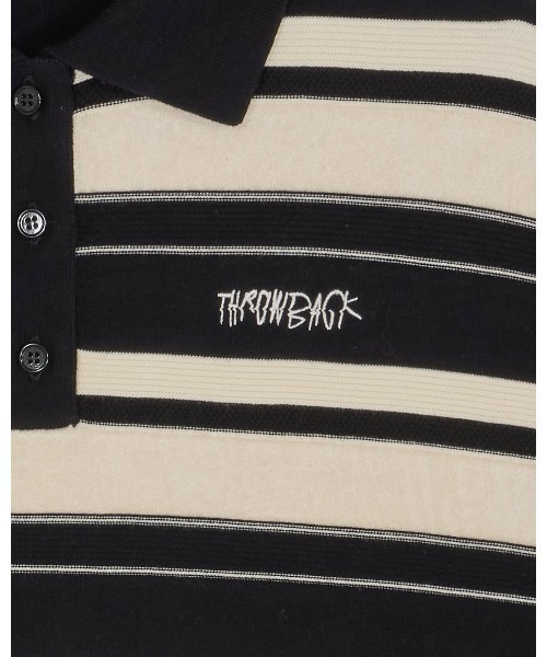 MULTI BORDER LOGO KNIT POLO TOP アメリ MULTI BORDER LOGO KNIT POLO TOP