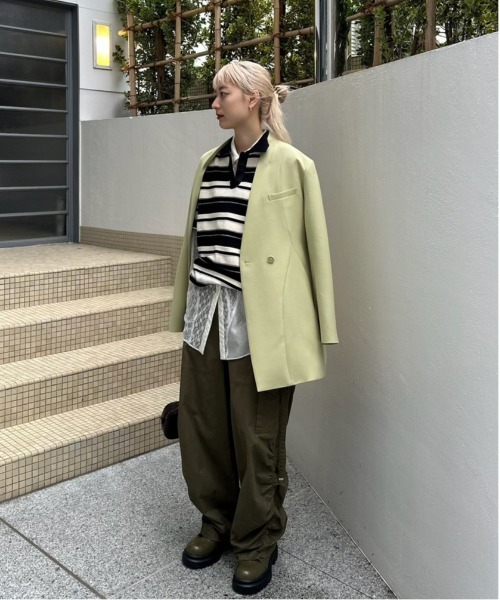 新品タグ付き　MULTI BORDER LOGO KNIT POLO TOP MULTI BORDER LOGO KNIT POLO TOP
