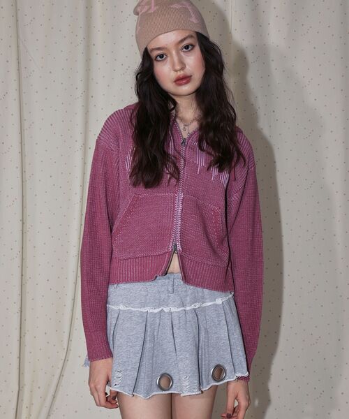 SEQUENZ（シークエンズ）の「【sqnz（エスキュンズ）】sqnz knit zip p/k / ニット ジップパーカー ダブルジップ フーディ（パーカー・メンズ・ブラック/ピンク・FREE）」の13枚目の写真