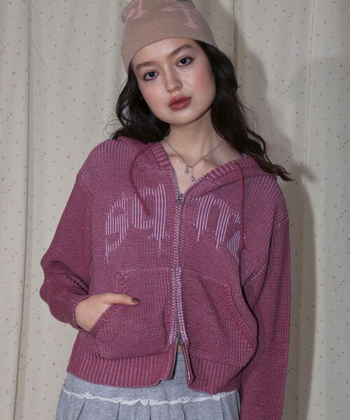 SEQUENZ（シークエンズ）の「【sqnz（エスキュンズ）】sqnz knit zip p/k / ニット ジップパーカー ダブルジップ フーディ（パーカー・メンズ・ブラック/ピンク・FREE）」の21枚目の写真