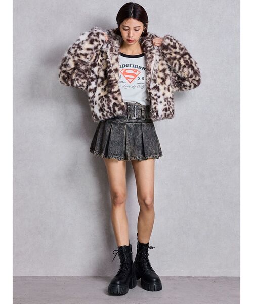 GYDA（ジェイダ）の「GGエコファーショートフードコート（ブルゾン・レディース・その他1/アイボリー/ブラック・FREE）」の7枚目の写真