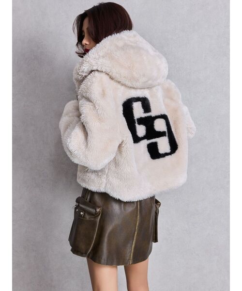 GYDA（ジェイダ）の「GGエコファーショートフードコート（ブルゾン・レディース・その他1/アイボリー/ブラック・FREE）」の14枚目の写真