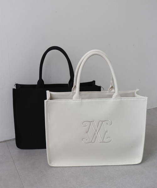 INGNI（イング）の「【WEB限定】キャンバストートバッグ（トートバッグ・レディース・ブラック/キナリ・-）」の3枚目の写真