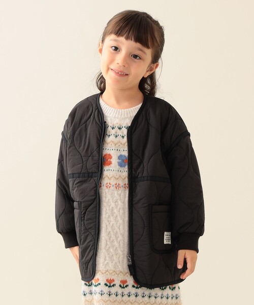 BEAMS mini(ビームスミニ)の「キルト ジップコート 2025FW(90~150cm)(その他アウター・キッズ・ブラック/オリーブ・110/120/130/140/150/90/100)」の2枚目の写真