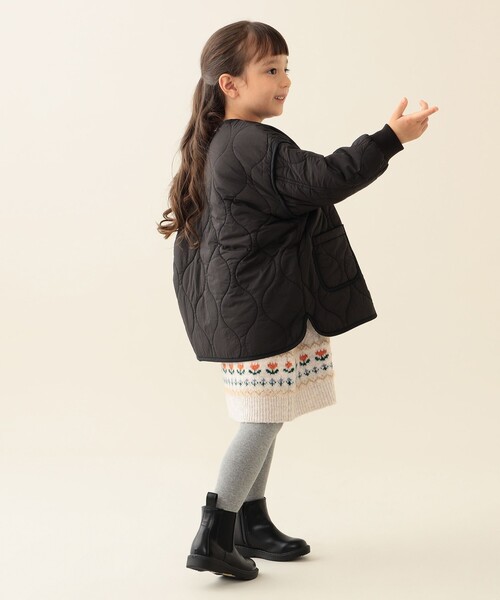 BEAMS mini(ビームスミニ)の「キルト ジップコート 2025FW(90~150cm)(その他アウター・キッズ・ブラック/オリーブ・110/120/130/140/150/90/100)」の6枚目の写真