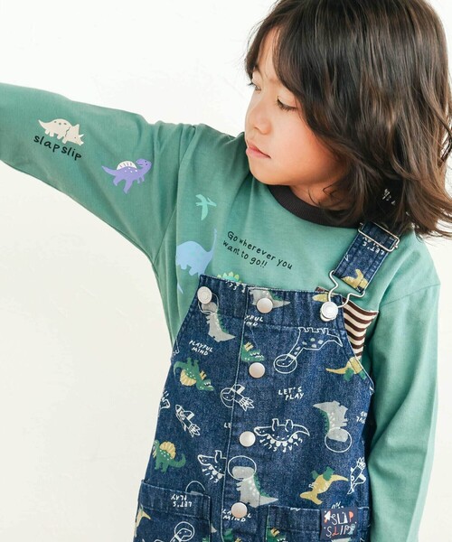 SLAP SLIP(スラップスリップ)の「はたらくくるま恐竜ロケットプリントポケット付き長袖Tシャツ(80~130cm)(Tシャツ/カットソー・キッズ・オフホワイト/グリーン/ネイビー・120cm/110cm/80cm/100cm/90cm/130cm)」の6枚目の写真