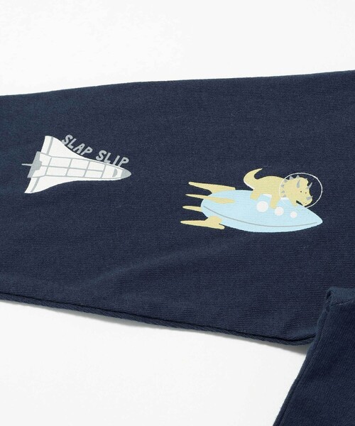 SLAP SLIP(スラップスリップ)の「はたらくくるま恐竜ロケットプリントポケット付き長袖Tシャツ(80~130cm)(Tシャツ/カットソー・キッズ・オフホワイト/グリーン/ネイビー・120cm/110cm/80cm/100cm/90cm/130cm)」の12枚目の写真