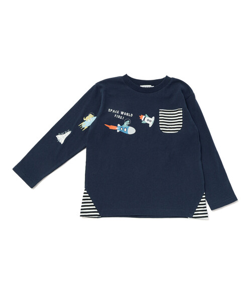 SLAP SLIP(スラップスリップ)の「はたらくくるま恐竜ロケットプリントポケット付き長袖Tシャツ(80~130cm)(Tシャツ/カットソー・キッズ・オフホワイト/グリーン/ネイビー・120cm/110cm/80cm/100cm/90cm/130cm)」の13枚目の写真