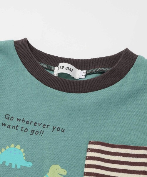 SLAP SLIP(スラップスリップ)の「はたらくくるま恐竜ロケットプリントポケット付き長袖Tシャツ(80~130cm)(Tシャツ/カットソー・キッズ・オフホワイト/グリーン/ネイビー・120cm/110cm/80cm/100cm/90cm/130cm)」の16枚目の写真
