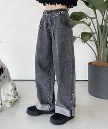 musubore ムスボレ　ワイドハトメカーゴパンツ ブラック musubore（ムスボレ）の「ワイドハトメカーゴパンツ（カーゴ