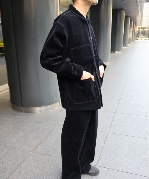 many men many mind(メニーメンメニーマインド)の「MANYMENMANYMINDS / フロッキー加工デニム/PUコーティング加工デニム/カバーオール(カバーオール・メンズ・ブラック系その他/ブラック/ブラウン・LARGE/MEDIUM)」の4枚目の写真