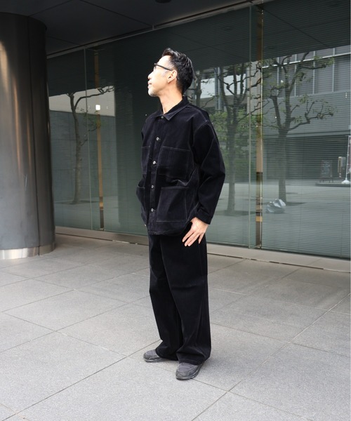 many men many mind(メニーメンメニーマインド)の「MANYMENMANYMINDS / フロッキー加工デニム/PUコーティング加工デニム/カバーオール(カバーオール・メンズ・ブラック系その他/ブラック/ブラウン・LARGE/MEDIUM)」の18枚目の写真