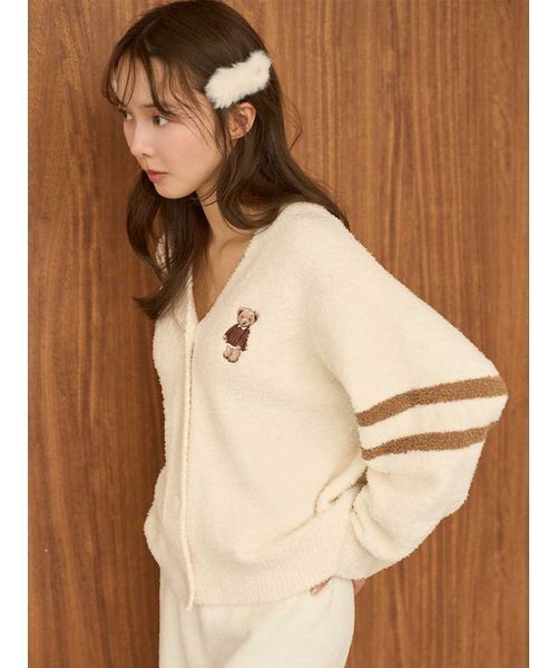 SNIDEL HOME（スナイデルホーム）の「Bearニットカーディガン（ルームウェア/パジャマ・レディース・アイボリー/ブラウン/ピンク・F）」の7枚目の写真