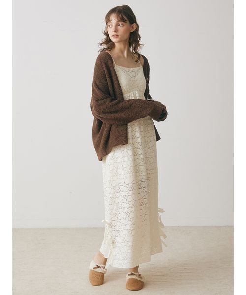 SNIDEL HOME（スナイデルホーム）の「Bearニットカーディガン（ルームウェア/パジャマ・レディース・アイボリー/ブラウン/ピンク・F）」の12枚目の写真