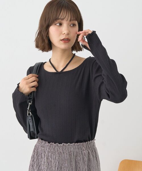 earth music&ecology（アースミュージックアンドエコロジー）の「チェーンリブホルターネックプルオーバー（Tシャツ/カットソー・レディース・ブラウン/ライトグリーン/アイボリー/ブラック・S/M）」の5枚目の写真