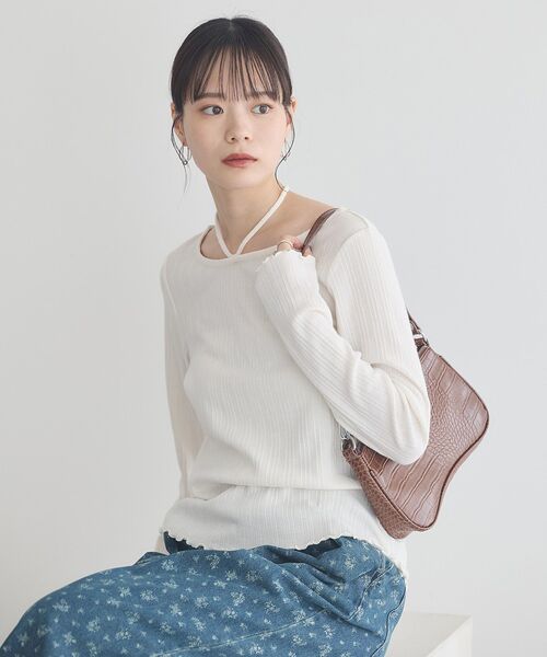 earth music&ecology（アースミュージックアンドエコロジー）の「チェーンリブホルターネックプルオーバー（Tシャツ/カットソー・レディース・ブラウン/ライトグリーン/アイボリー/ブラック・S/M）」の14枚目の写真