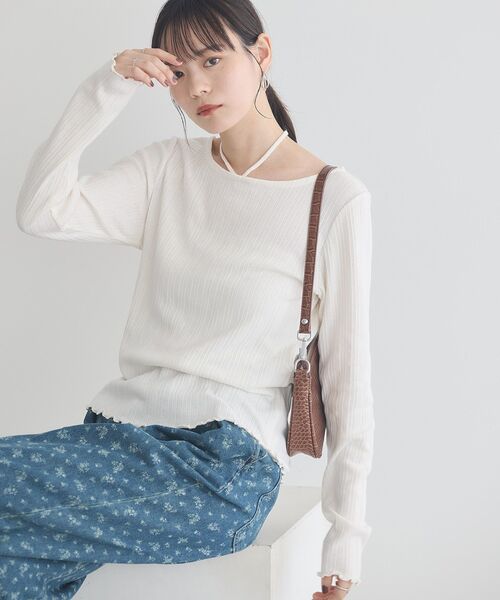 earth music&ecology（アースミュージックアンドエコロジー）の「チェーンリブホルターネックプルオーバー（Tシャツ/カットソー・レディース・ブラウン/ライトグリーン/アイボリー/ブラック・S/M）」の15枚目の写真