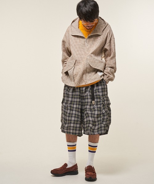 EFFECTEN(エフェクテン)の「mpa3945- Check half zip hoodie ハーフジップフーディー(ef404-04)(パーカー・メンズ・クリーム/ネイビー・FREE)」の6枚目の写真