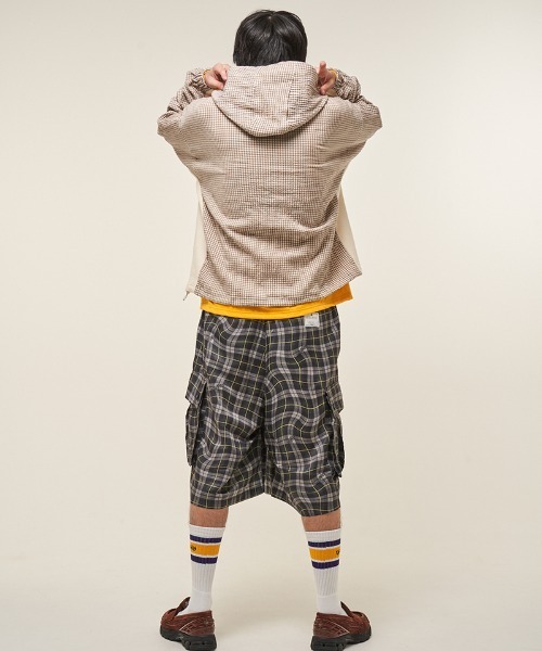 EFFECTEN(エフェクテン)の「mpa3945- Check half zip hoodie ハーフジップフーディー(ef404-04)(パーカー・メンズ・クリーム/ネイビー・FREE)」の8枚目の写真