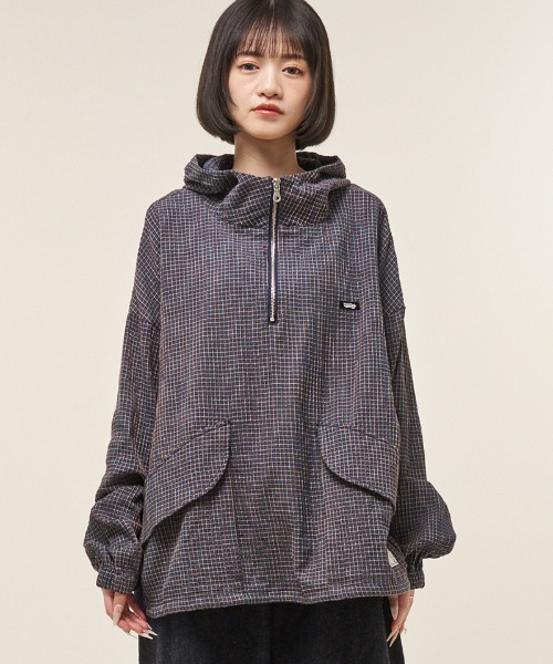 EFFECTEN(エフェクテン)の「mpa3945- Check half zip hoodie ハーフジップフーディー(ef404-04)(パーカー・メンズ・クリーム/ネイビー・FREE)」の9枚目の写真