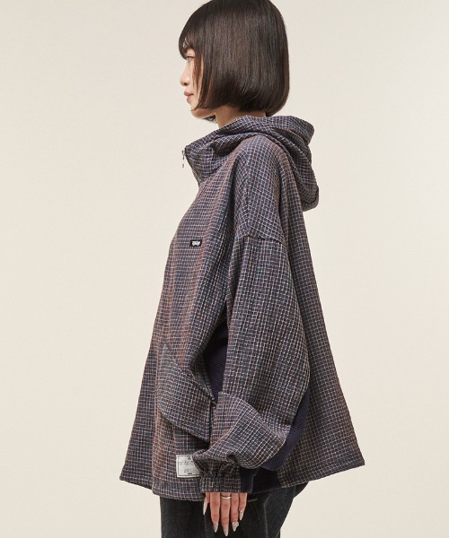 EFFECTEN(エフェクテン)の「mpa3945- Check half zip hoodie ハーフジップフーディー(ef404-04)(パーカー・メンズ・クリーム/ネイビー・FREE)」の10枚目の写真