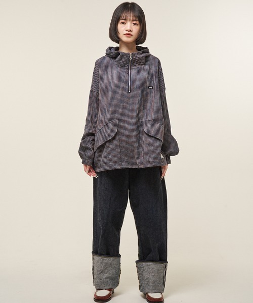 EFFECTEN(エフェクテン)の「mpa3945- Check half zip hoodie ハーフジップフーディー(ef404-04)(パーカー・メンズ・クリーム/ネイビー・FREE)」の11枚目の写真