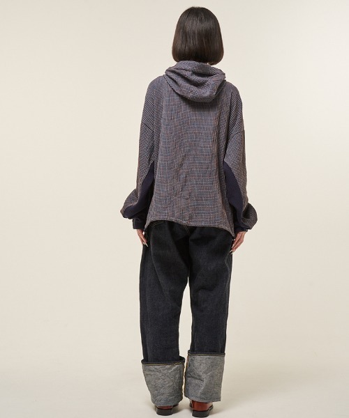 EFFECTEN(エフェクテン)の「mpa3945- Check half zip hoodie ハーフジップフーディー(ef404-04)(パーカー・メンズ・クリーム/ネイビー・FREE)」の12枚目の写真