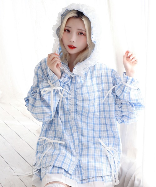 Whinny(ホワイニー)の「Whinny/≪セットアップ可能♪≫近未来的最強パラダイス(シャツ/ブラウス・レディース・ブルー系その他2/ブラック/ホワイト・FREE)」の3枚目の写真