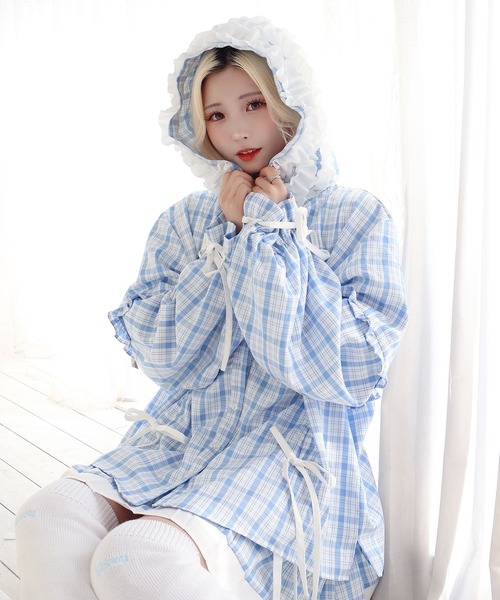 Whinny(ホワイニー)の「Whinny/≪セットアップ可能♪≫近未来的最強パラダイス(シャツ/ブラウス・レディース・ブルー系その他2/ブラック/ホワイト・FREE)」の14枚目の写真