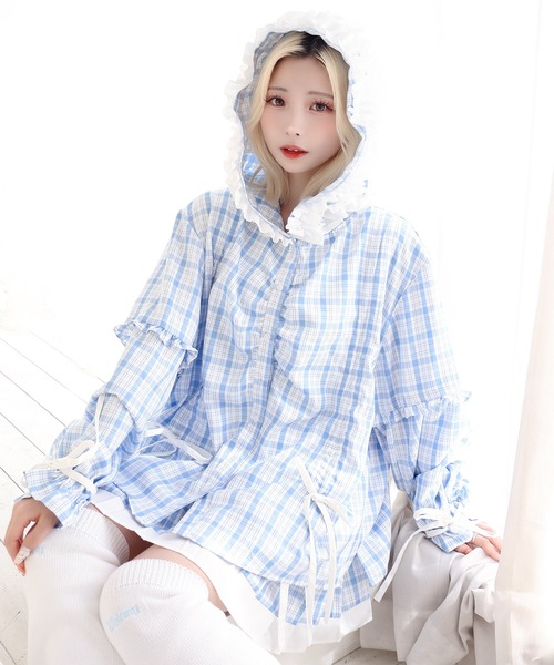 Whinny(ホワイニー)の「Whinny/≪セットアップ可能♪≫近未来的最強パラダイス(シャツ/ブラウス・レディース・ブルー系その他2/ブラック/ホワイト・FREE)」の15枚目の写真