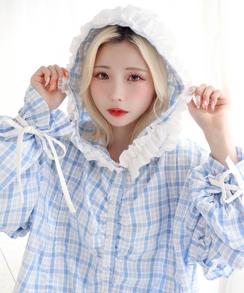 Whinny(ホワイニー)の「Whinny/≪セットアップ可能♪≫近未来的最強パラダイス(シャツ/ブラウス・レディース・ブルー系その他2/ブラック/ホワイト・FREE)」の17枚目の写真