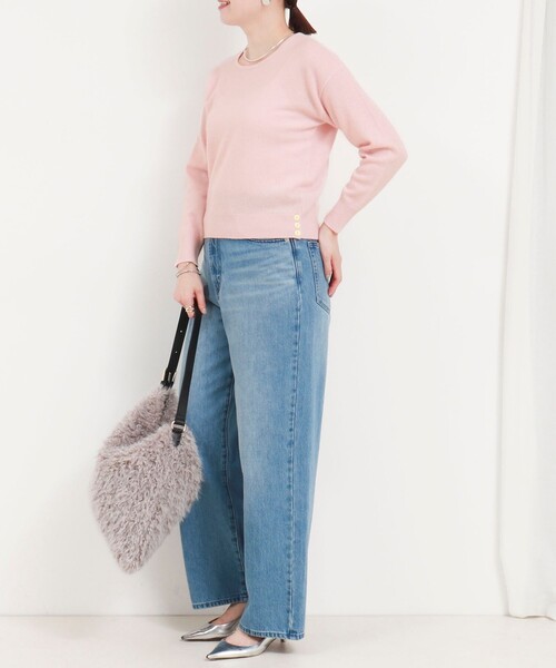 MICO COULIER（ミコクリエ）の「ウールカシミヤ 裾ボタンクルーネックプルオーバーニット（ニット/セーター・レディース・ダークネイビー/ピンク/オレンジ/ベビーピンク/チャコールグレー・38）」の17枚目の写真