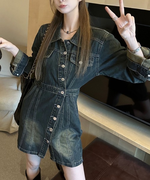 2ly2(トゥーリートゥー)の「デニムワンピース(ワンピース・レディース・ブラック・FREE)」の8枚目の写真