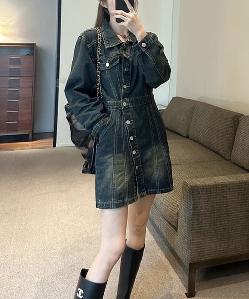 2ly2(トゥーリートゥー)の「デニムワンピース(ワンピース・レディース・ブラック・FREE)」の10枚目の写真