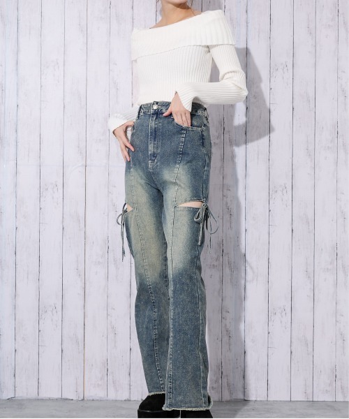 GORGE(ゴージ)の「《オフショル×細リブニット》レディース プルオーバー 長袖トップス 肩見せ セクシー 秋冬(ニット/セーター・レディース・オフホワイト/グレー/ブラック・F)」の8枚目の写真