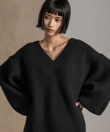 LOWRYS FARM | アゼＶチュニックニット  605701(ニット/セーター)