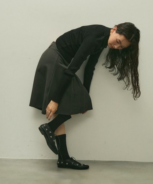 セール】Flower studs lace-up flat pumps / フラワースタッズ レース