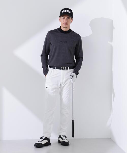 PING APPAREL】凸凹PLAYロゴジャカード長袖ハイネックシャツ